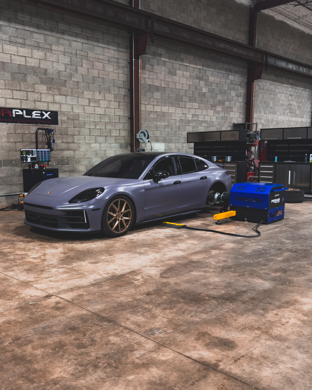 Porsche Panamera (976) base on the hub dyno during PME development